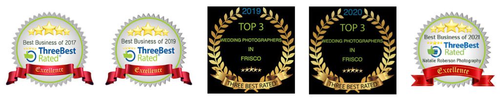 Natalie Roberson won Best of Business, Top 3 Best Wedding Photographers awards in Frisco