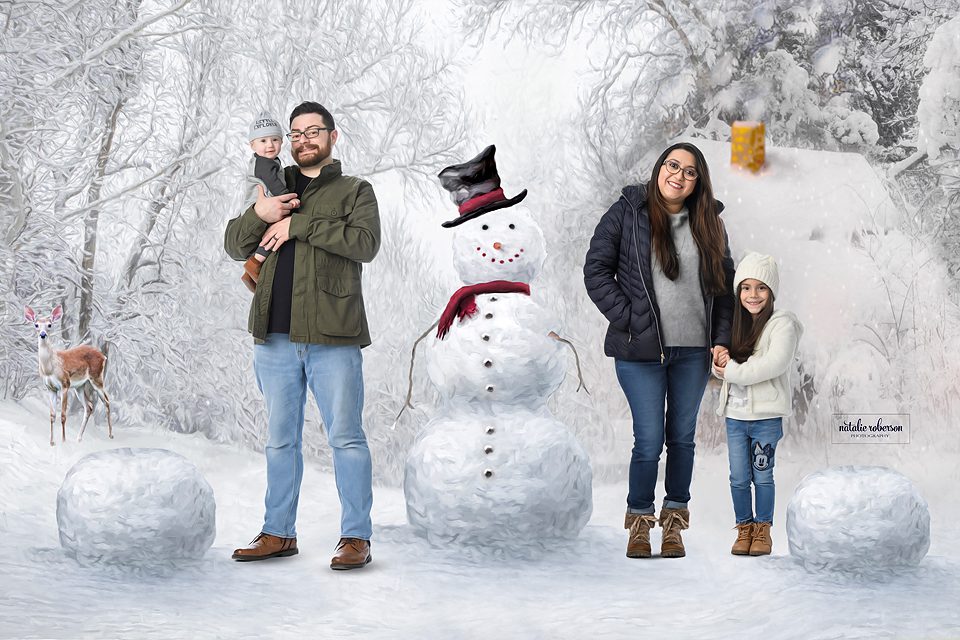 Family Photograph with snowman